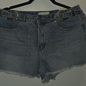 Austin Landing Trendy Blue Denim Shorts with Double Buckle NWT